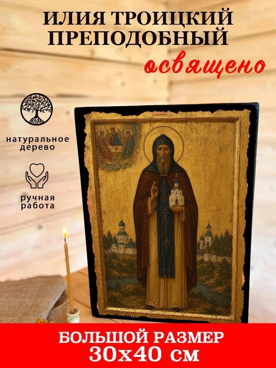 Икона Илия Троицкий, на дереве, 30×40 см, освящённая, ручная работа