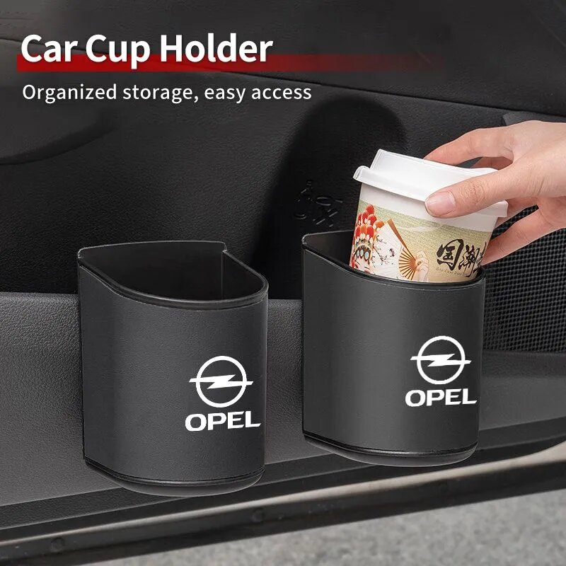 Дверной подстаканник из кожи Nappa и ABS-пластика, чёрный, пара, для Opel Corsa Astra Insignia Vectra Zafira Meriva Mokka Grandland Vivaro Antara Ampera