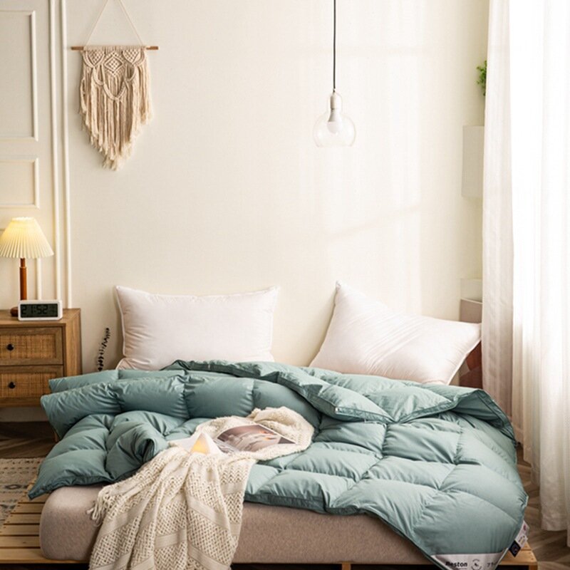 Однотонный 3D чехол для пухового одеяла с самозаполнением из мягкого rayon silk, 200x230см, Темно-зеленый