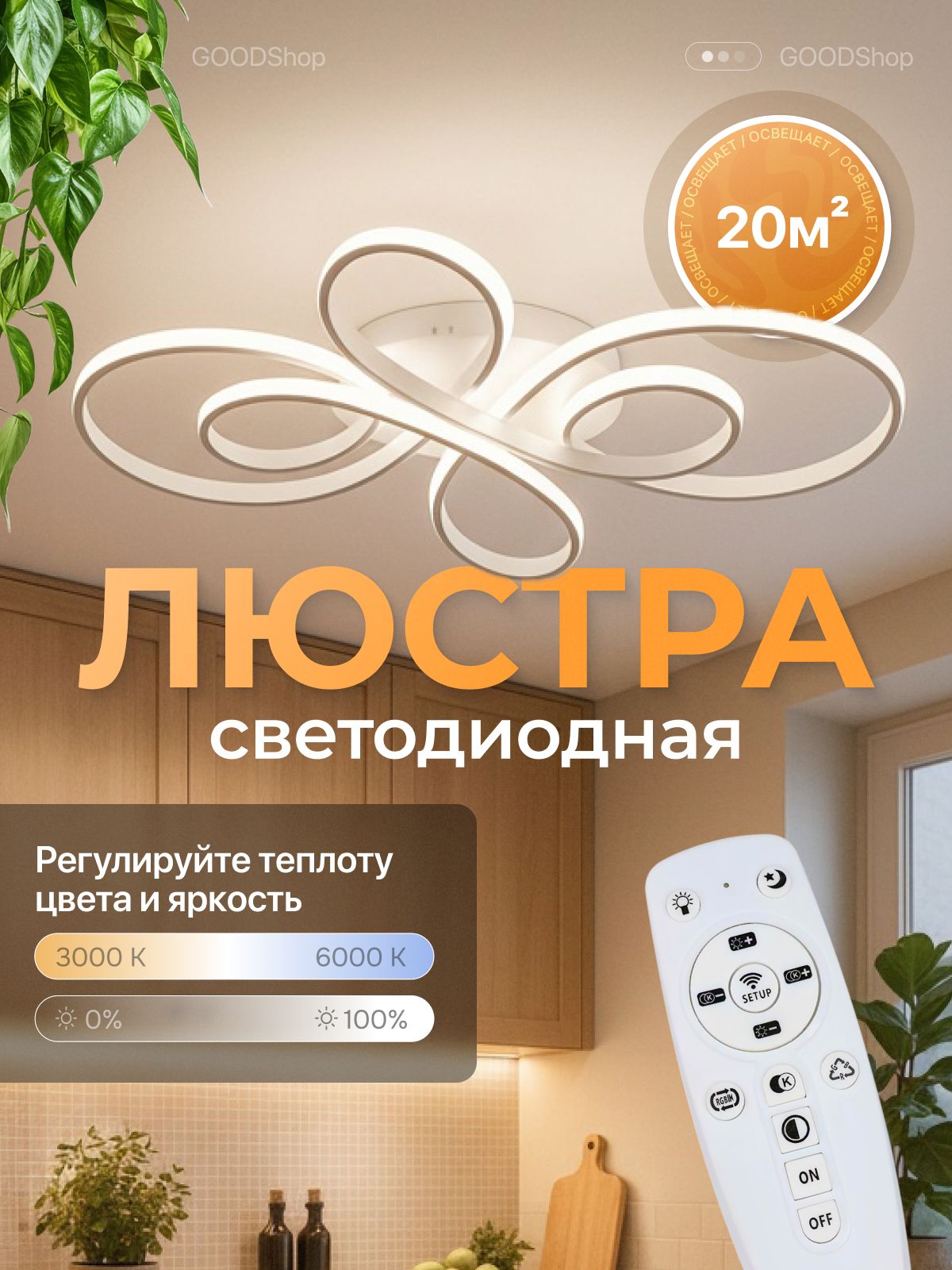 Светодиодная потолочная люстра с пультом для зала, белая, плоская, для гостиной и прихожей