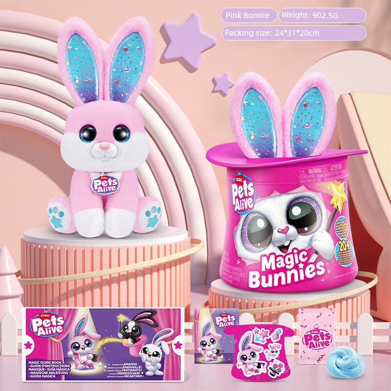ZURU Pet Poopsie Bunny Розовый плюшевая игрушка кролик с батарейкой сюрприз какашка и аксессуары