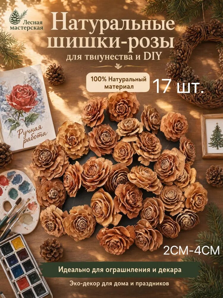 Шишки розочки( гималайского кедра)17шт. Для поделок, для декора, для букетов
