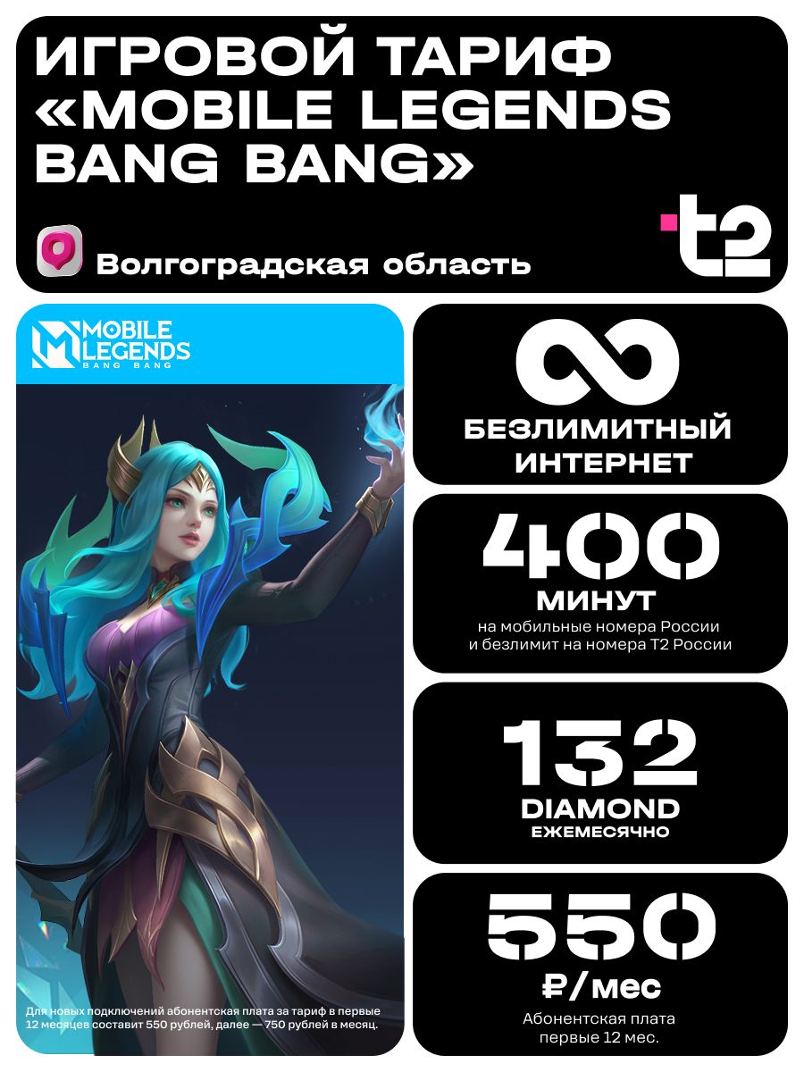 Сим карта Т2 Тариф MLBB Волгоград