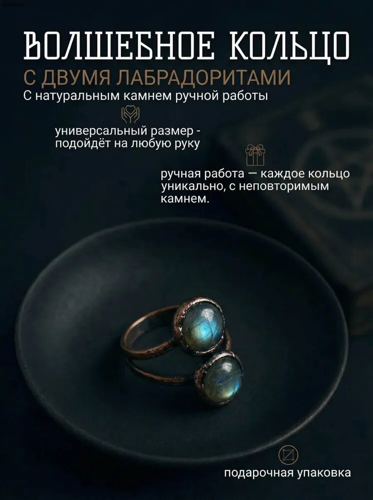 Талисман Оберег/Кольцо-амулет с лабрадоритом