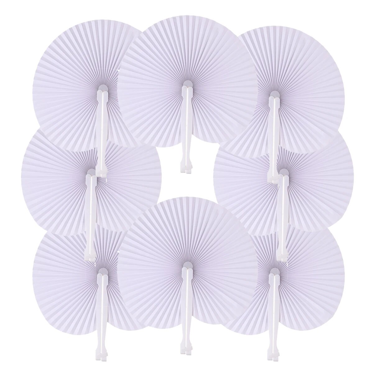 Складные белые веера в форме сердца Round, 48pcs