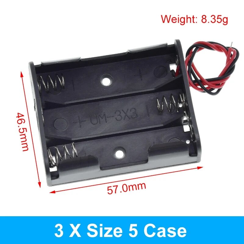 Пластиковый чехол для аккумулятора AA/18650 TZT черный 3PCS, 3 X Size 5 Case