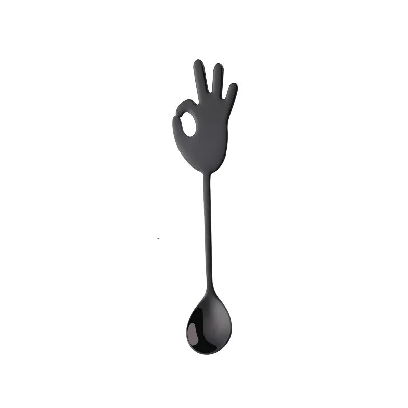 Ложка из нержавеющей стали Buy Go золотая Черный, black, L