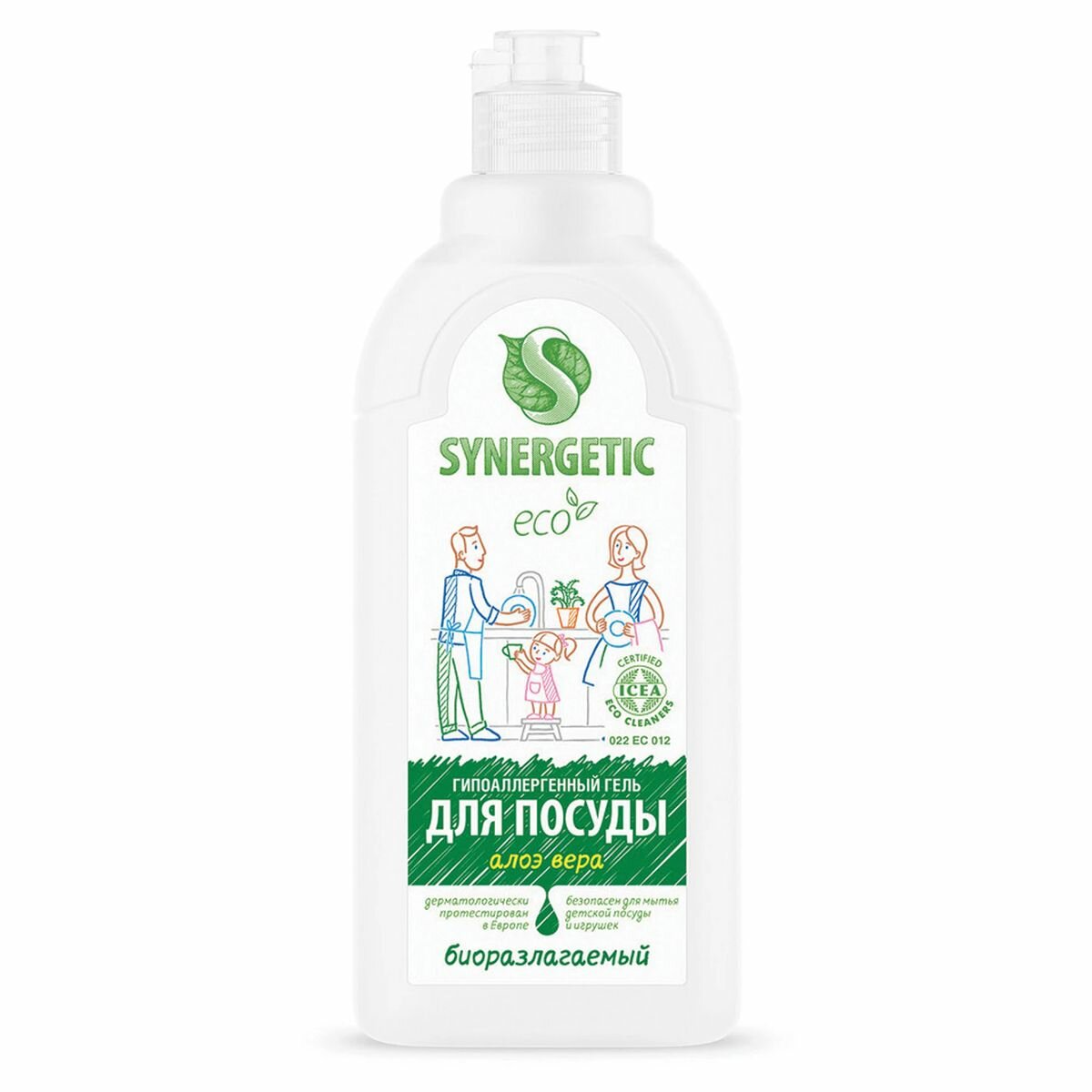 Средство для мытья посуды Synergetic "Алоэ", гель, с дозатором, 500мл (103053/14)