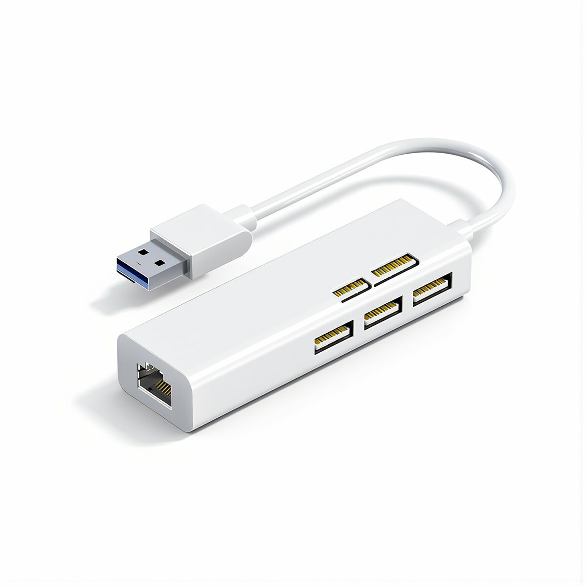 Сетевой адаптер гигабитный USB 3.0 три порта хаб алюминиевый корпус защита от перегрузки по току для безопасного подключения периферийных устройств