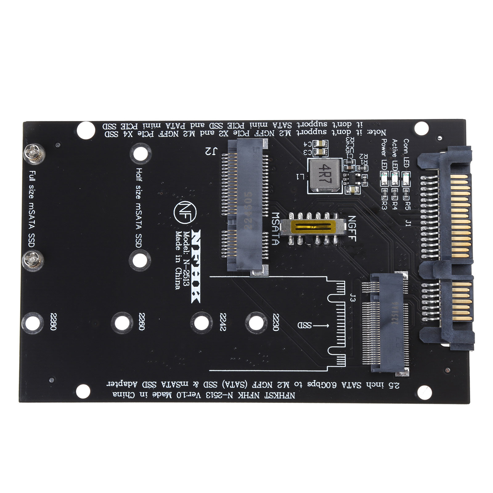 2-в-1 адаптер M.2 mSATA SSD в 2.5" для 2230 2242 2260 2280