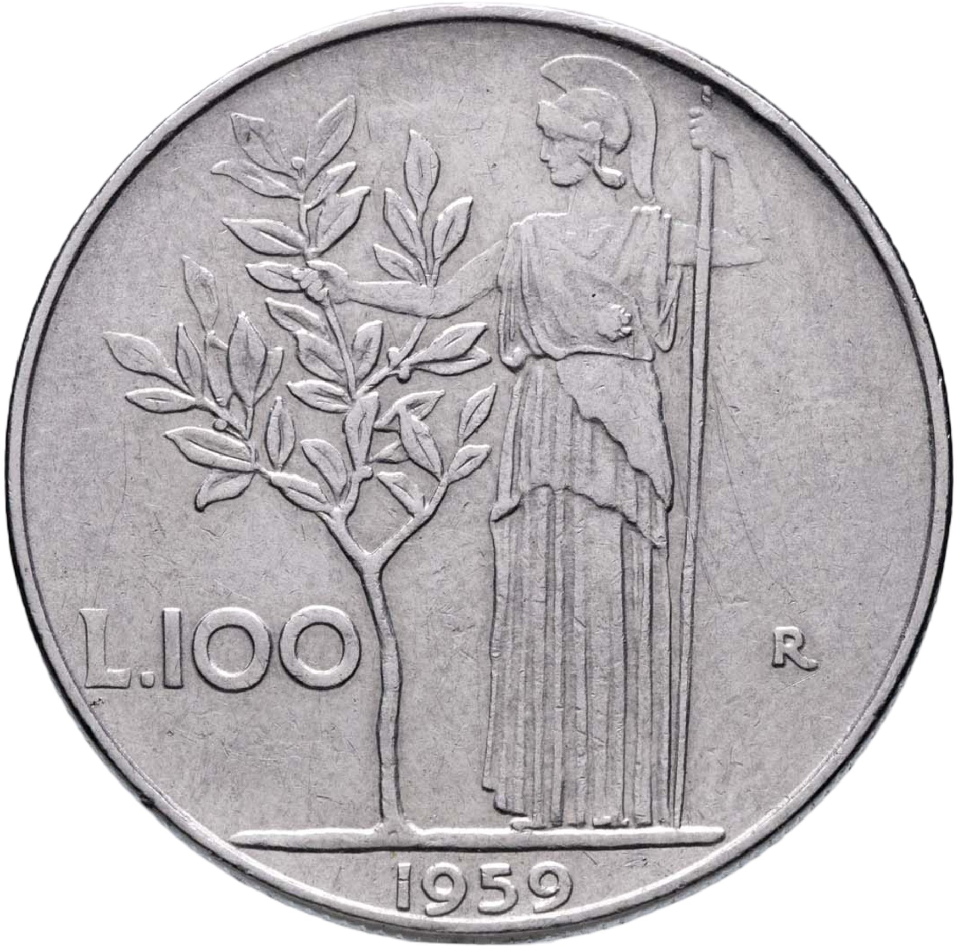 Италия 100 лир 1959, Сталь, в сохранности XF-AU