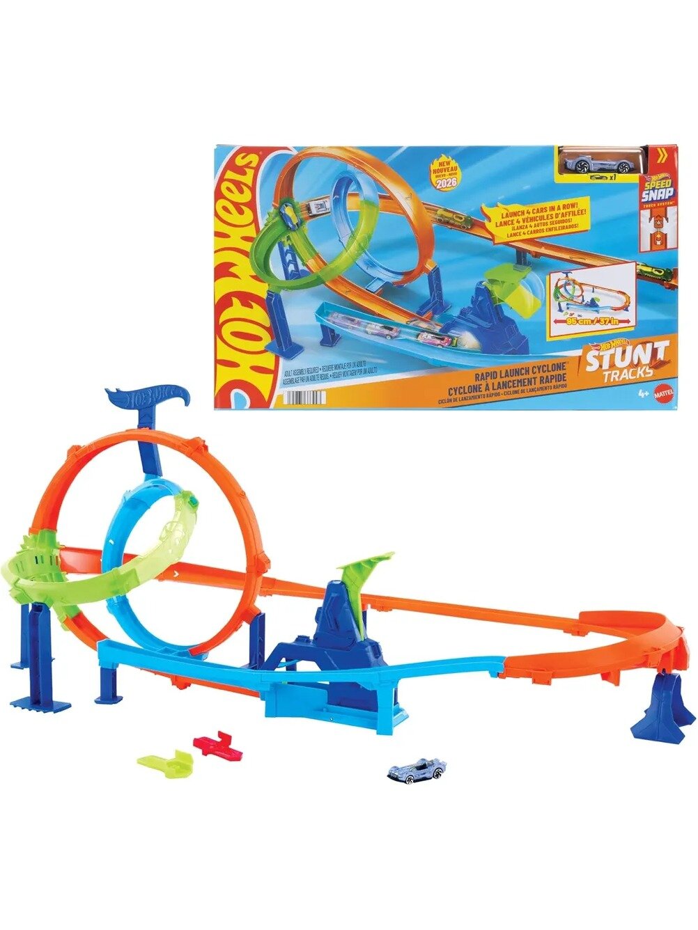 Hot Wheels Акробатические трассы Извилистый скоростной набор и металлическая машинка JHK73