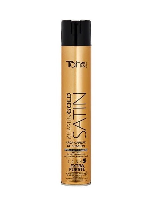 BOTANIC KERATIN GOLD SATIN HAIR SPRAY DRY AND DAMAGEDFIXING LEVEL 5 400 ML / Лак для сухих и поврежденных волос степень фиксации 5 400 мл