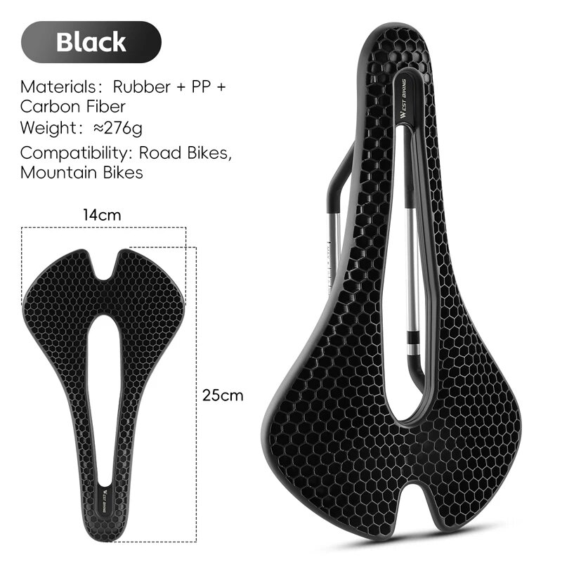 WEST BIKING Седло для велосипеда, Черный, 24x15см
