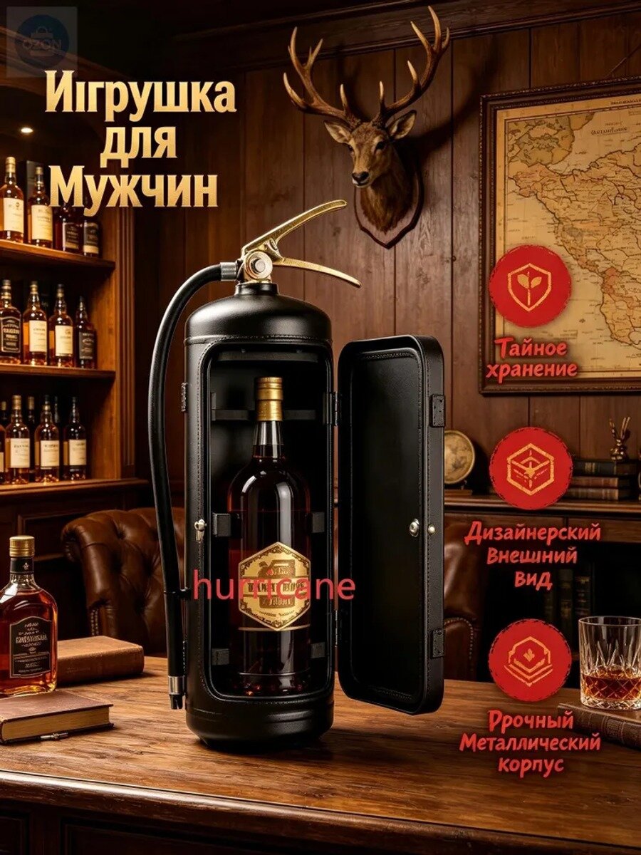 Мини-бар в стиле огнетушителя, декоративный металлический бар для напитков, черный матовый