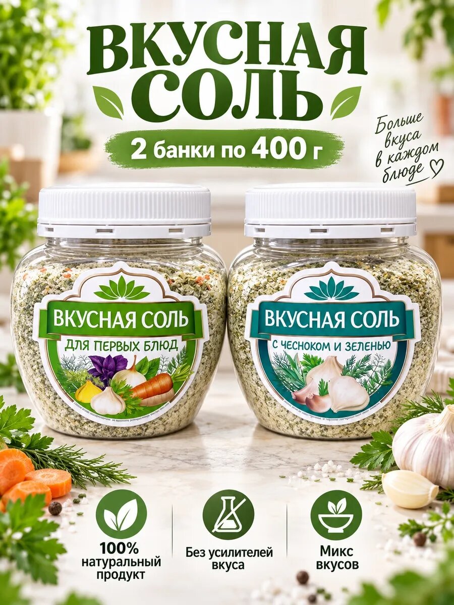 Соль 2 банки микс вкусов пищевая по 400 грамм