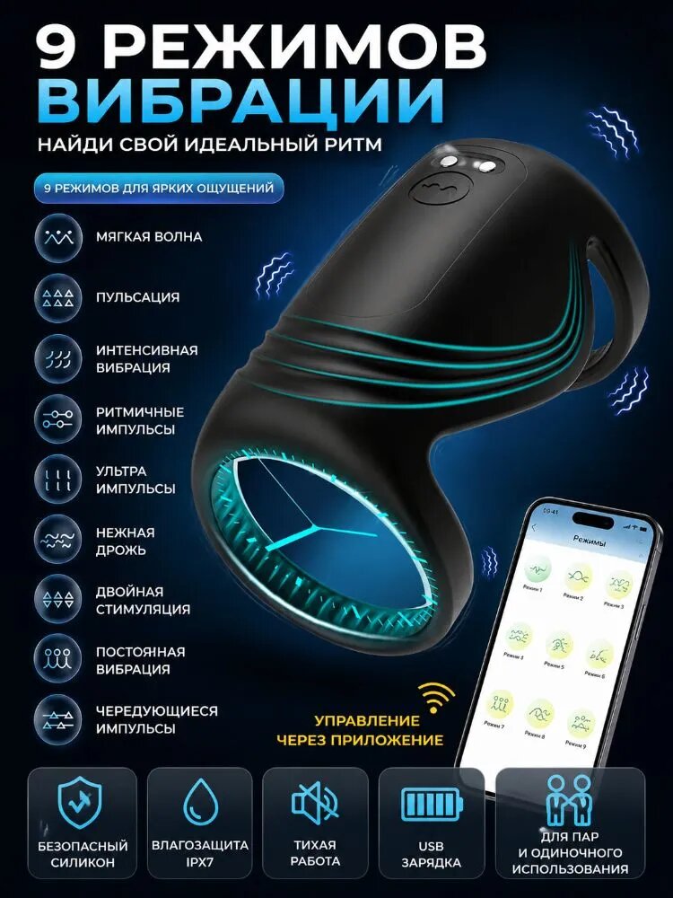Виброкольцо с APP управлением, силиконовое кольцо для пар, беспроводное управление, USB зарядка, влагозащищенное, бесшумное, подарок для взрослых