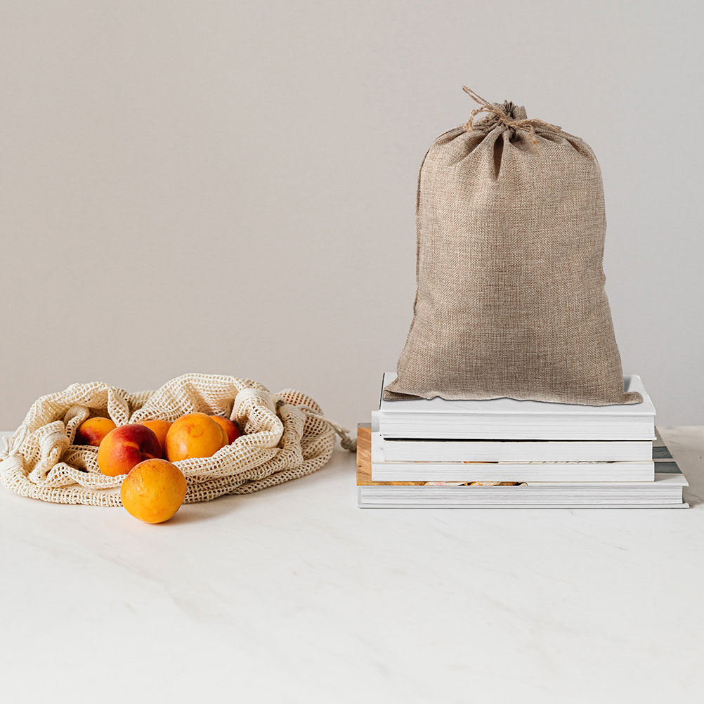 6 Штук Экологичные Burlap Sacks Для Хранения Овощей С Тянущимся Шнурком Размер 25X20X0 3Cm