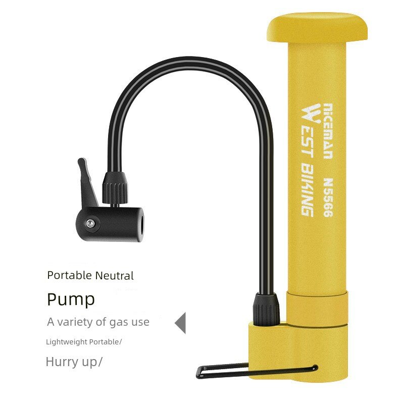 Желтый базовый насос для велосипедов и баскетбольных мячей, 80 PSI, с иглой для мяча, идеальный для велосипедов и спорта