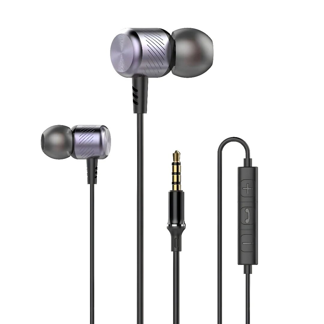EARDECO Серые проводные наушники с микрофоном, purple 3.5mm