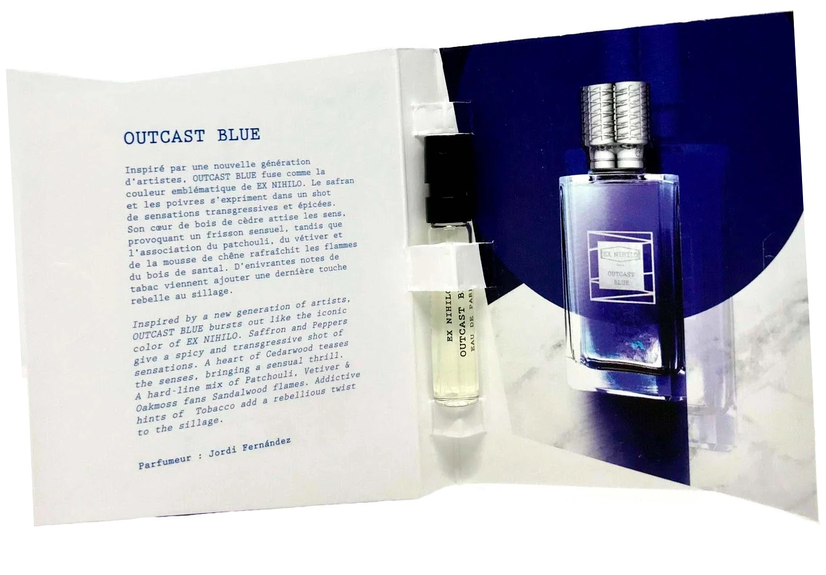 Парфюмерная вода Ex Nihilo Outcast Blue пробник 2 / Экс Нихило Ауткаст Блю мини-версия / Сэмпл