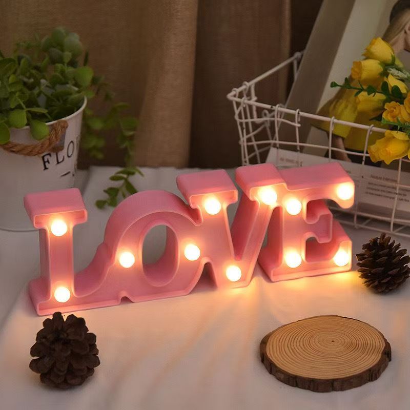 Неоновая вывеска LED LOVE цельное слово розовая светящаяся лампа романтика вечеринка декор тёплый белый