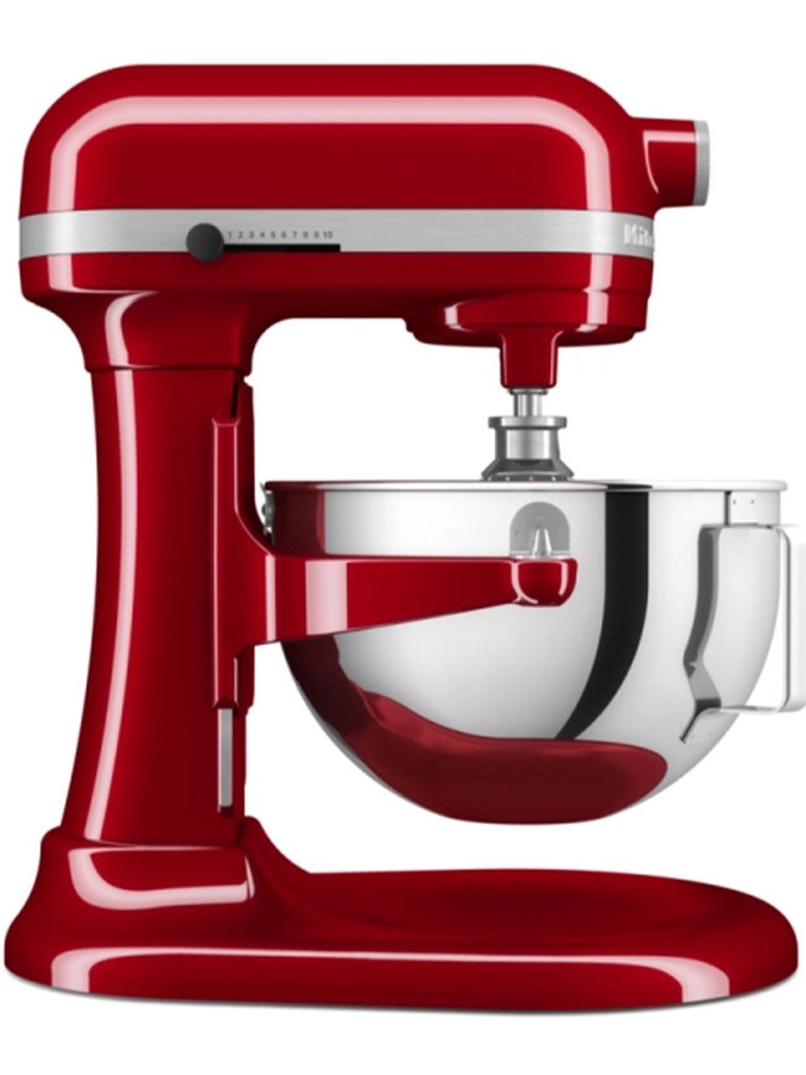 Миксер планетарный KitchenAid 5KSM55SXXEER, 375 Вт, чаша 5.2 л, лифтовый механизм, 3 насадки, защитная крышка, красный