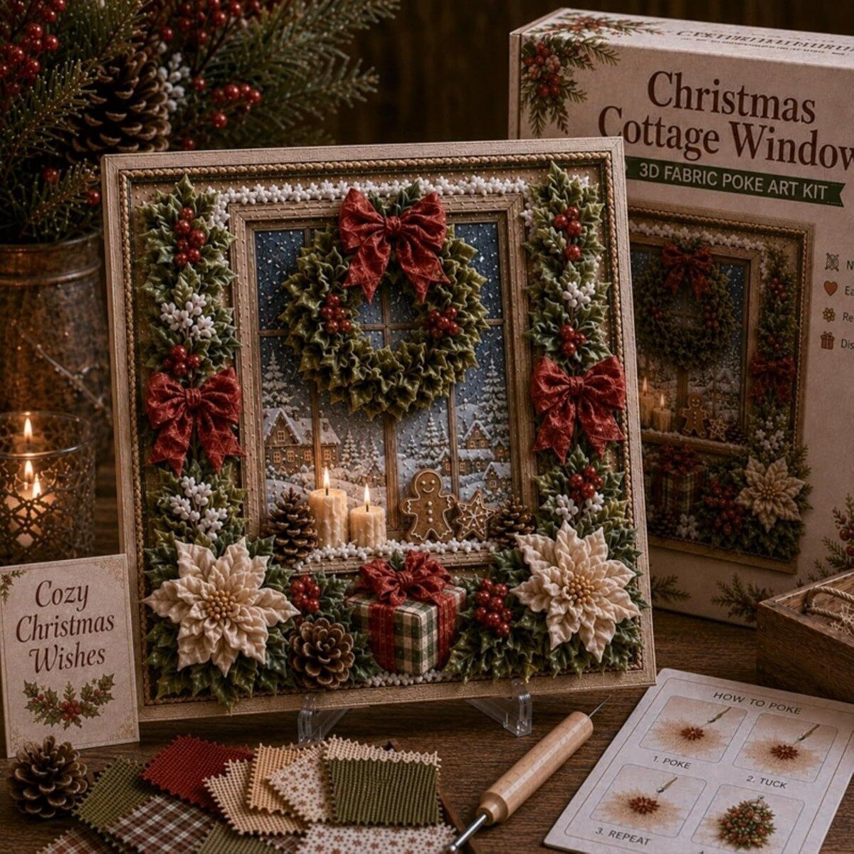 Новые товары 3D Christmas Fabric Poke Art Kit Рождественский DIY игла Ткань Арт Набор
