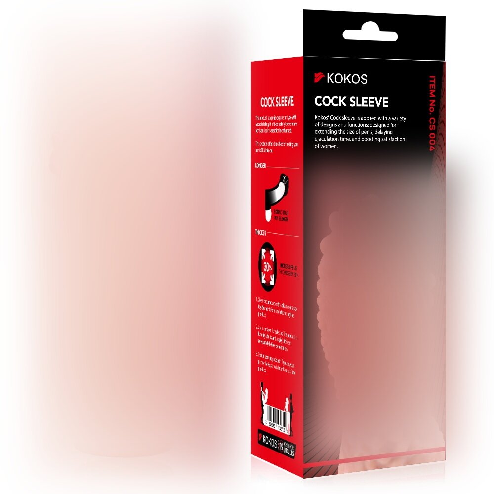Насадка для пениса Cock Sleeve "Large" телесная, TPE, Kokos CS-004-L, длина 17.6 см, увеличение объема и стимуляция