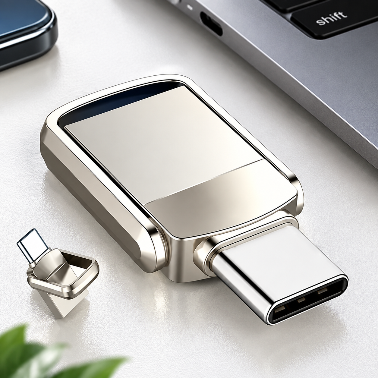 USB-накопитель Type-C 2ТБ, OTG (Цвет товара: серебристый)