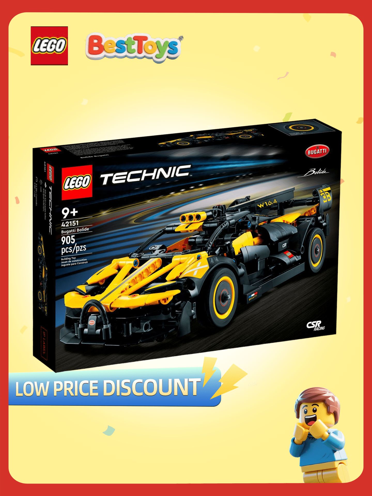 Конструктор LEGO 42151 Technic Автомобиль Bolide, 905 деталей,