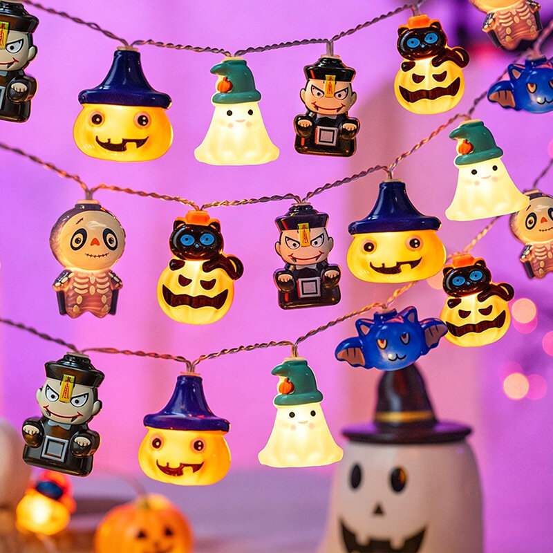 Гирлянда Halloween зомби из акрила, питание от USB, 10 светодиодных зомби, длина 1.5м, украшение для праздника