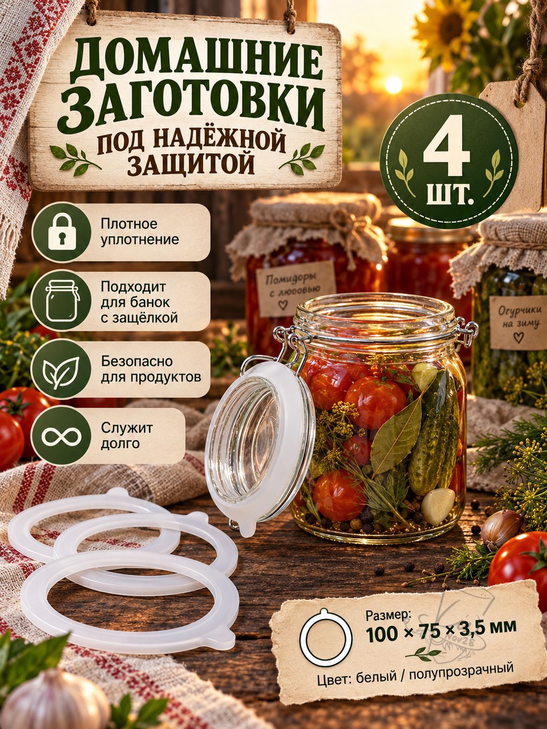 Силиконовый уплотнитель для крышки банки - универсальная герметичная прокладка для хранения продуктов