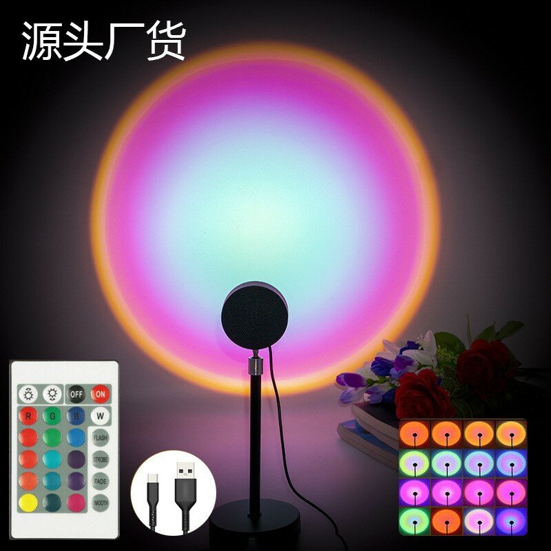 Закатная напольная лампа с выпуклой линзой красный закат 14 см пластик декор комнаты атмосферный свет