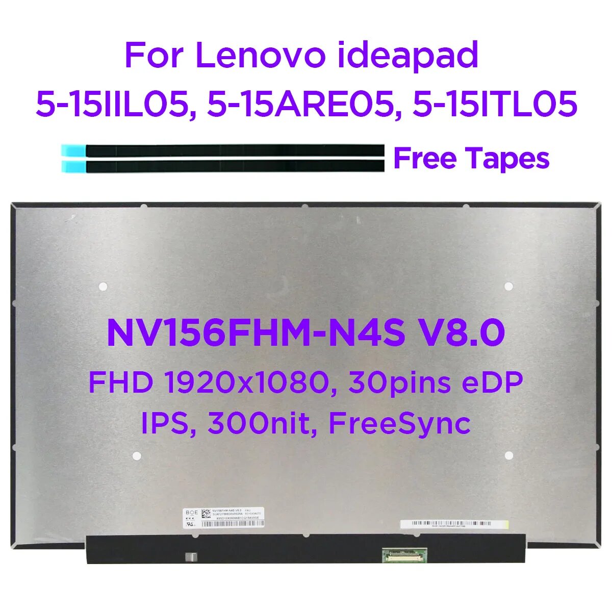 ЖК-экран для ноутбука Lenovo ideapad 5-15ARE05 ThinkPad T15 P15s Gen 2 ThinkBook G2 15,6x1920 30pin