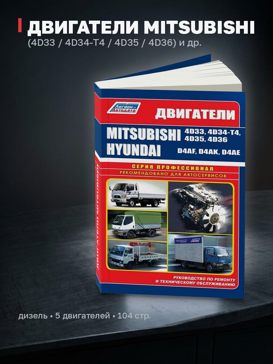 Книга: Дизельные двигатели MITSUBISHI (4D33 / 4D34-T4 / 4D35 / 4D36) / HYUNDAI (D4AF / D4AK / D4AE) | Легион-Aвтодата