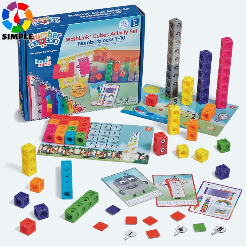 Hand2mind MathLink Cubes Numberblocks 1-10 Activity Set, Карточная игра Настольная игра