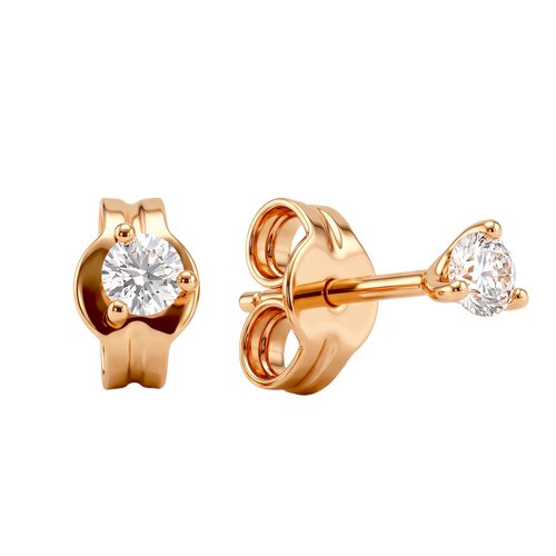 фото Серьги пусеты 585gold, красное золото, 585 проба, фианит, , белый