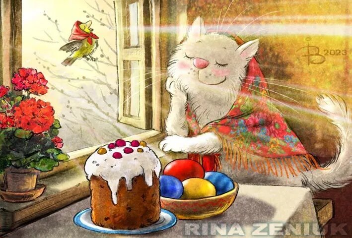 DIY Вышивка крестиком / Набор для вышивания / экологическая хлопчатобумажная нить / 40*60 см / Синие коты Рина Зенюк MozArt