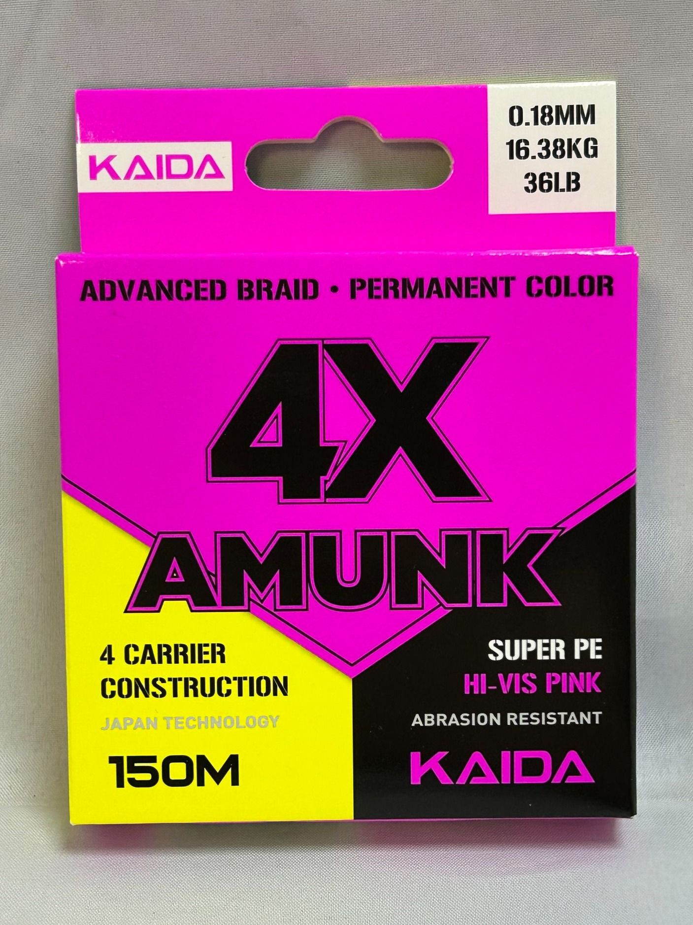 Плетеный шнур KAIDA AMUNK 4X PINK 0,18 мм - 16,38 кг