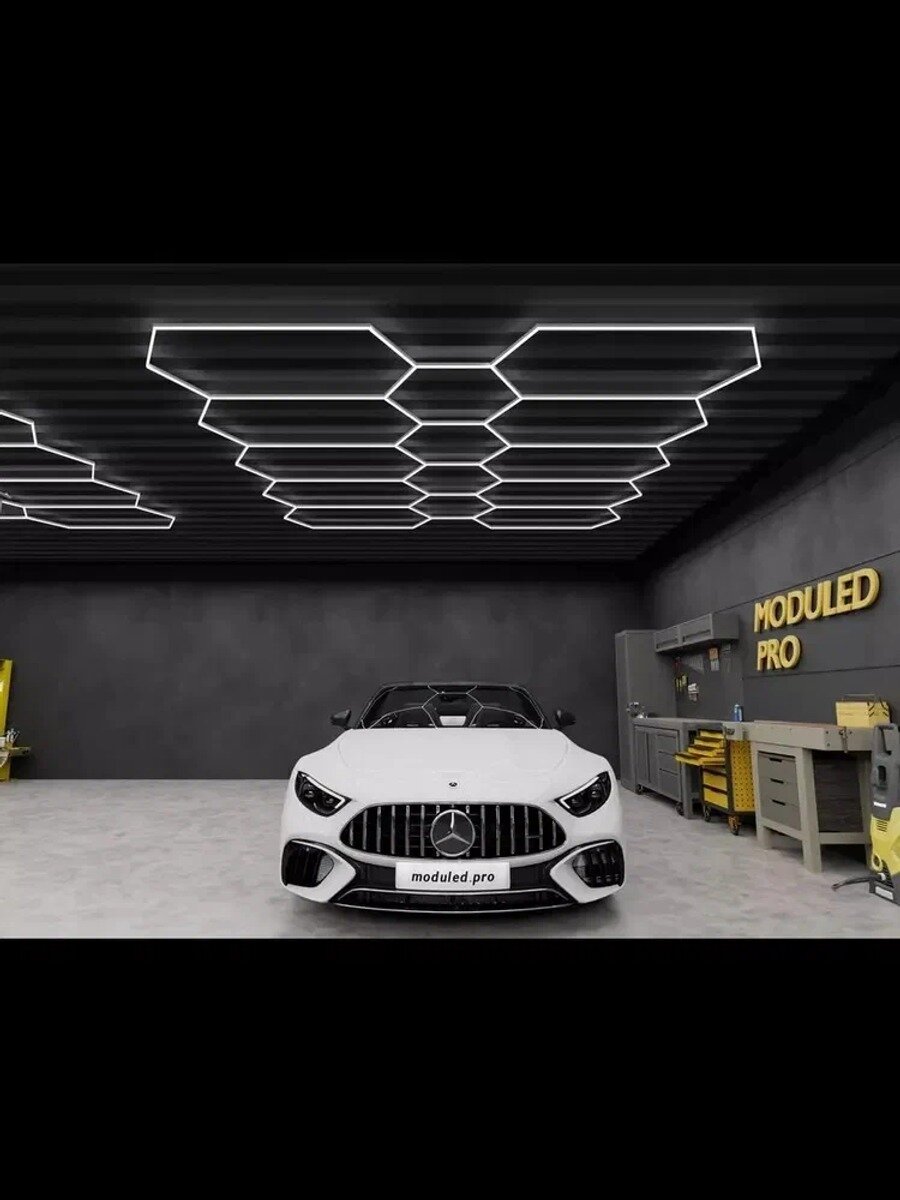 Светодиодное освещение для гаража/автосервиса LED Workshop, панель соты 6500К/531W размер 4049x4542mm