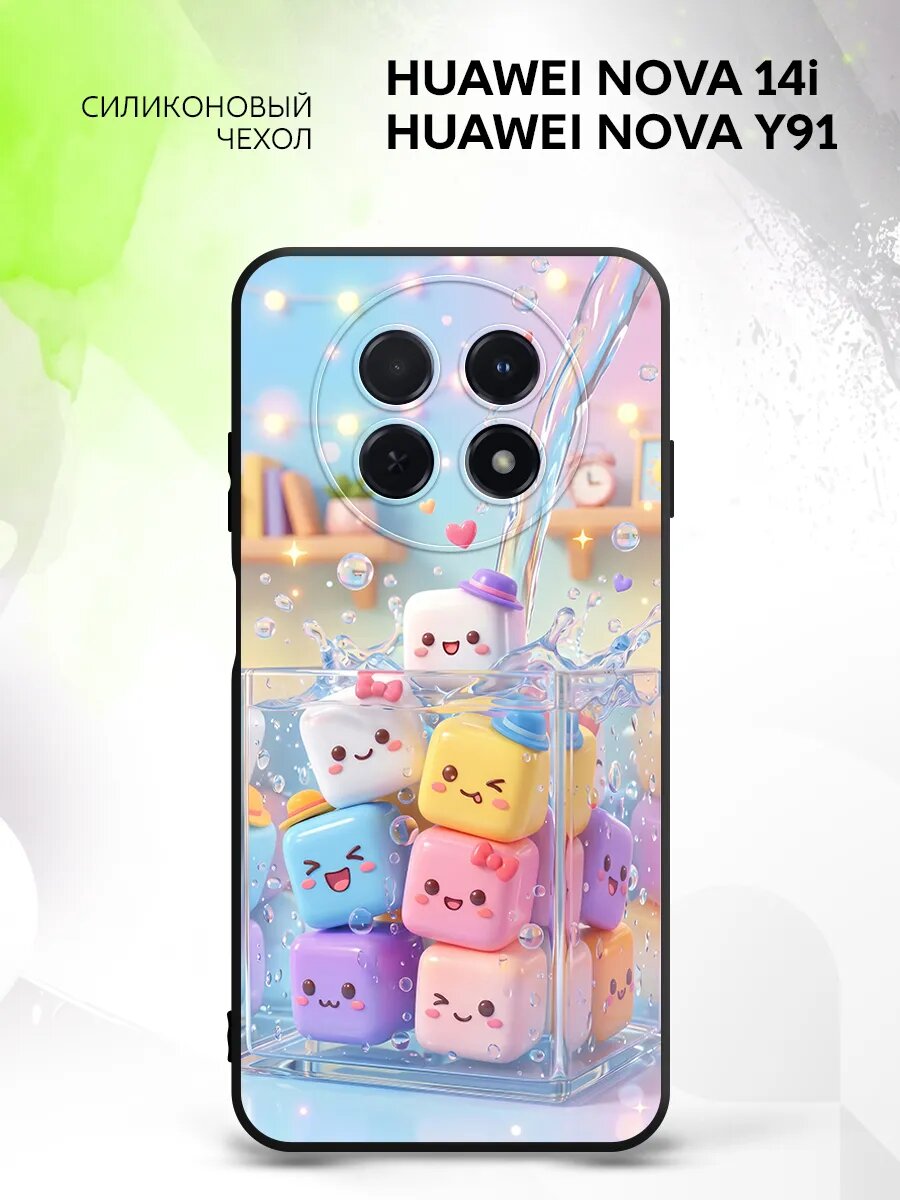 Чехол на Huawei Nova 14i/Nova Y91, Хуавей Нова 14и/Нова У91 кейс, противоударный, с принтом кубики аниме