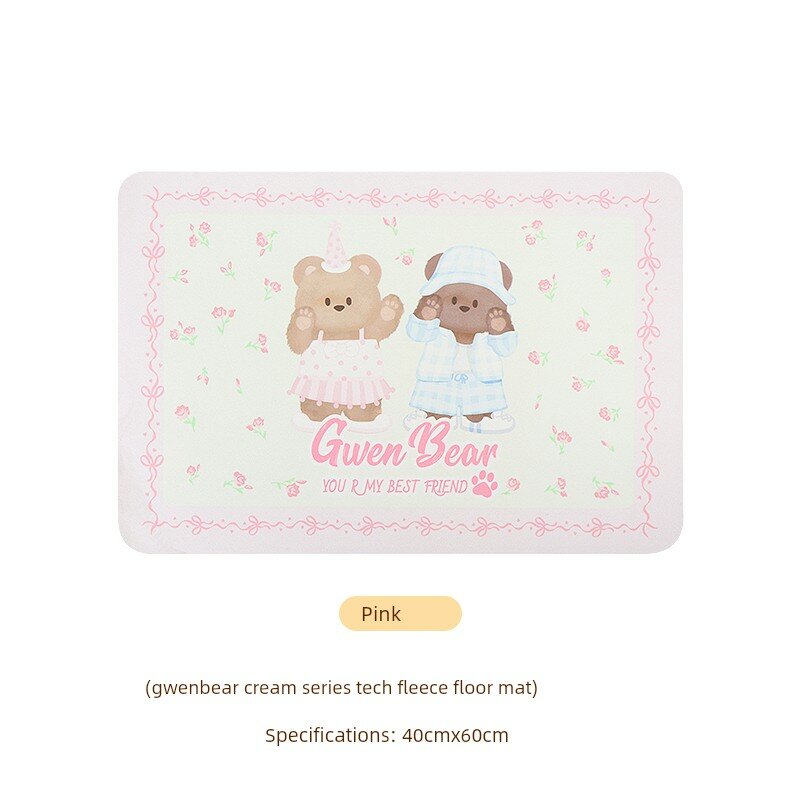 Коврик плюшевый Miniso Gwen Bear, противоскользящий коврик для входа, впитывающий коврик для ванной, розовый