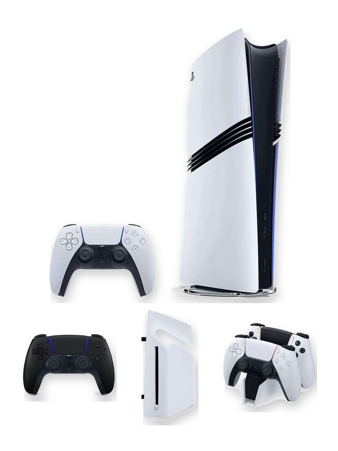 Игровая приставка Sony PlayStation 5 Pro 2 ТБ без дисковода, белая, европейская версия + 2-й геймпад DualSense Midnight Black + внешний дисковод + зарядная станция