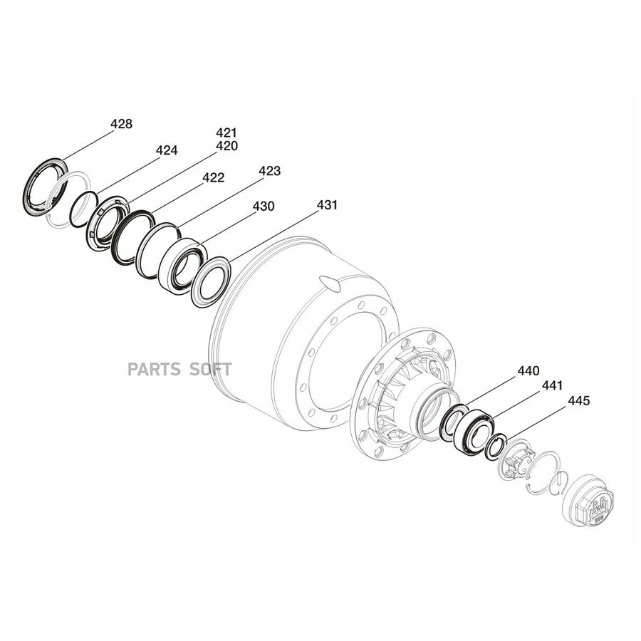 0980106890 Рмк ступицы ECO M136X2 5 без крышки и гайки) 05 102 5009 0006 от официального дистрибьютора, BPW, артикул 0980106890