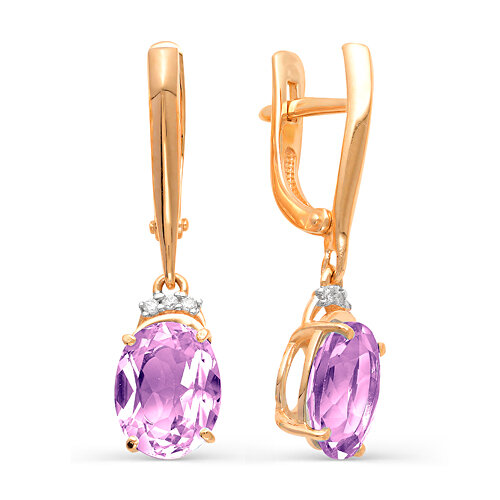 Серьги золото, 585 проба, аметист