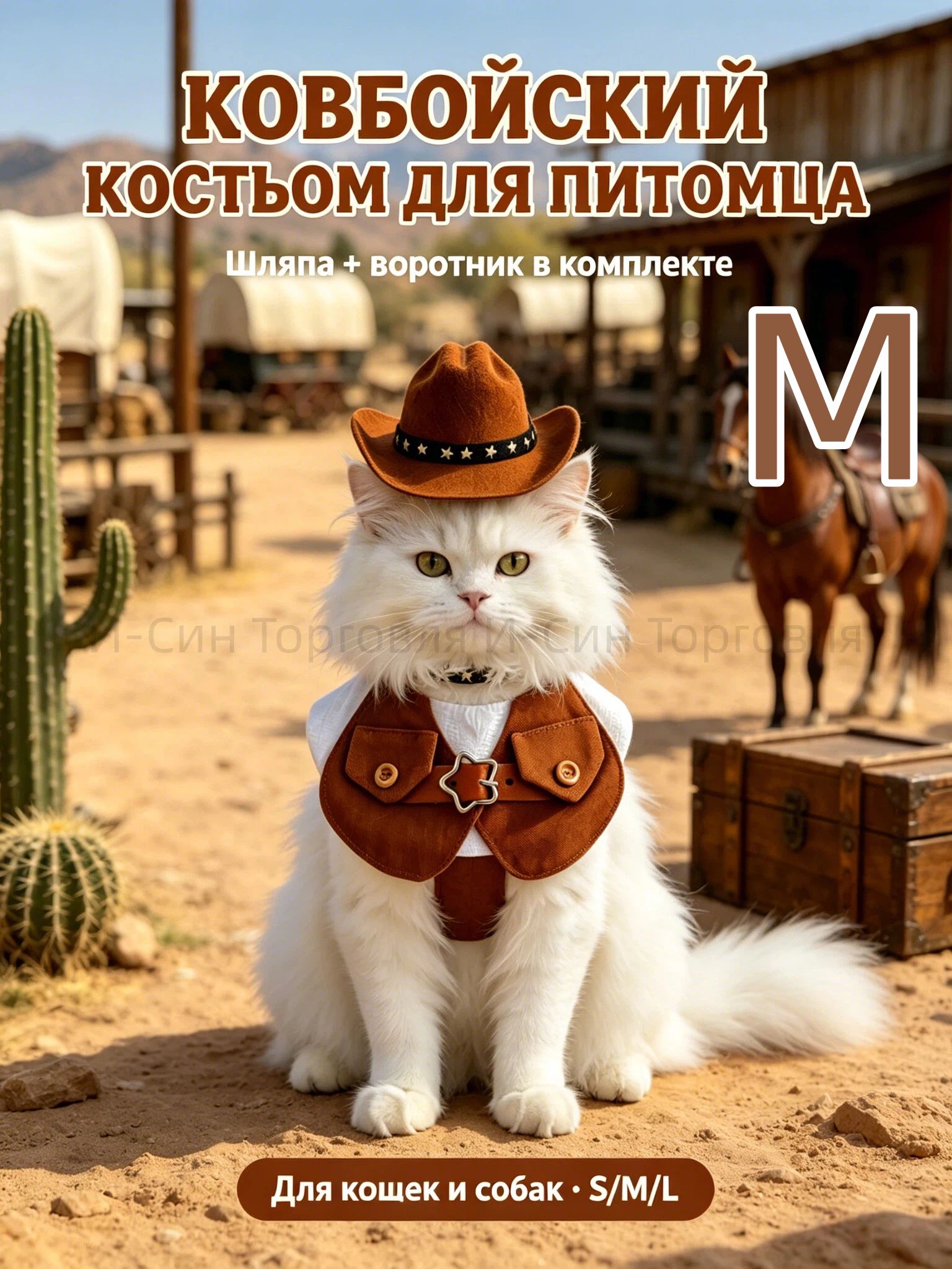 Костюм ковбоя для кошек и собак, шляпа и воротник в комплекте, для фото и праздников, размеры S/M/L