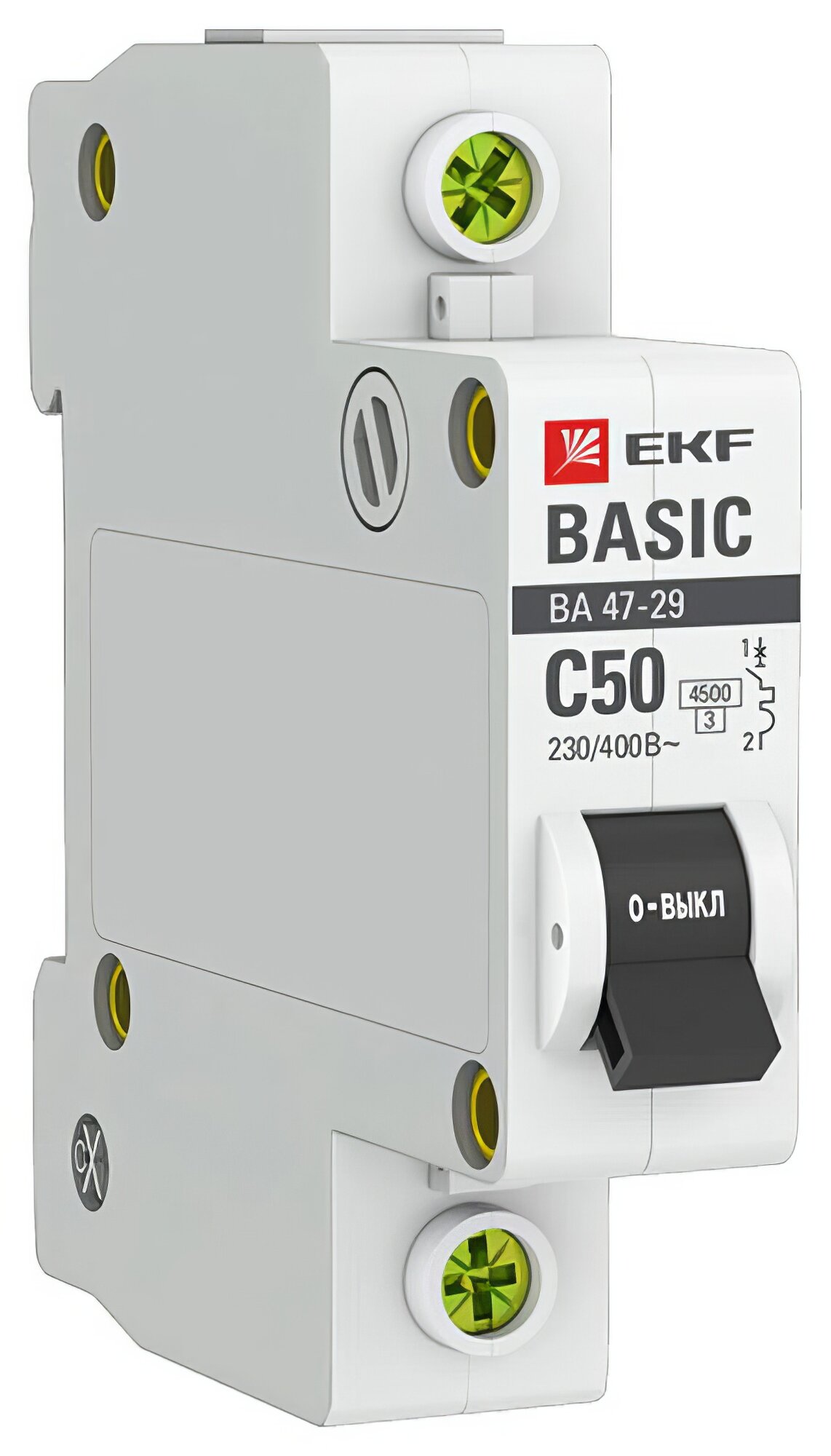 Автоматический выключатель модульный EKF Basic ВА 47-29 1P 50А тип C 4,5 кА 230 В (mcb4729-1-50C)
