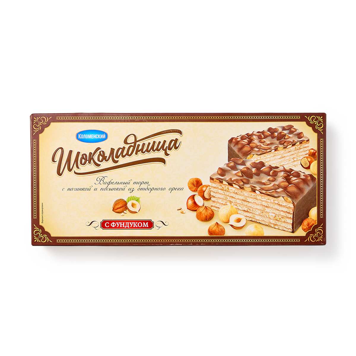 Торт вафельный "Шоколадница" с фундуком, картонная коробка, 230 г
