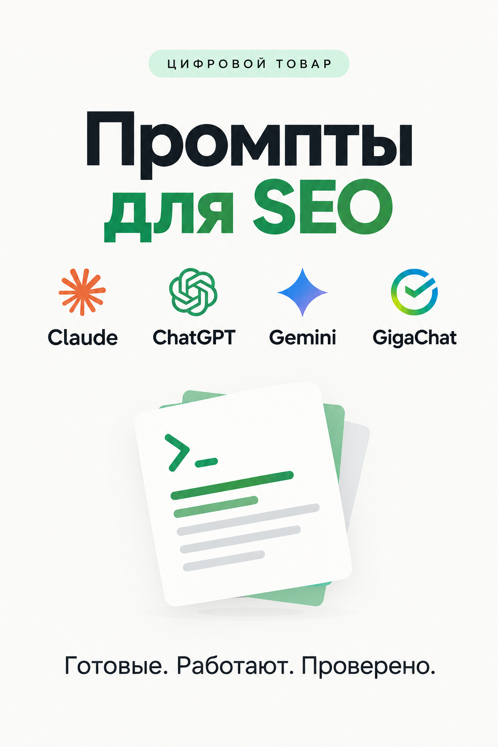 Промпты для SEO: 100 готовых промтов для нейросетей ChatGPT, Claude, Gemini, GigaChat — семантика, тексты, сео 2026, PDF